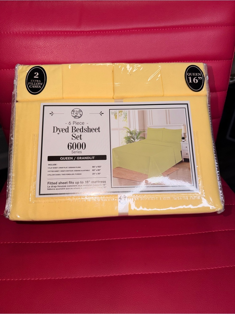 6000 Series Dyed Bedsheet Set - Yellow - Queen
